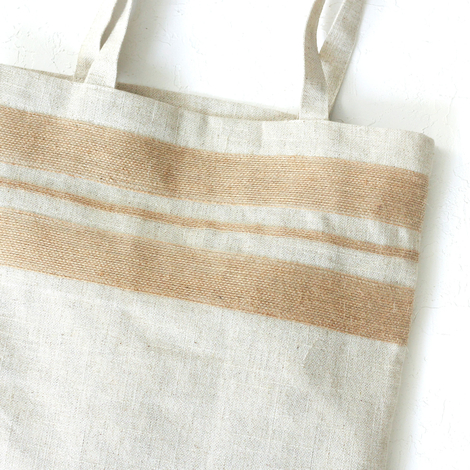 Linen tote bag with jute piping and front pockets - 2