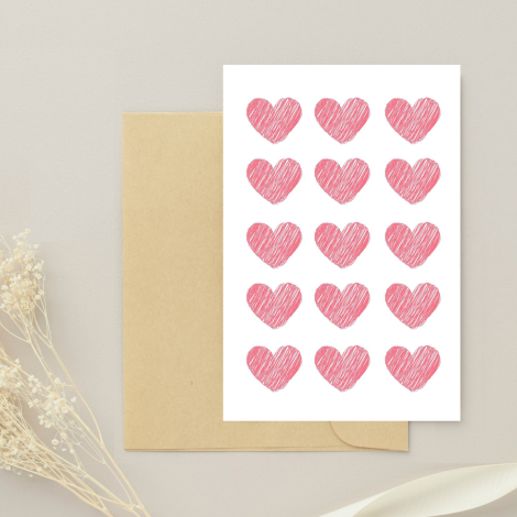 Sticker, heart, texture / 3.9x3.9 cm (10 sheets) - Bimotif