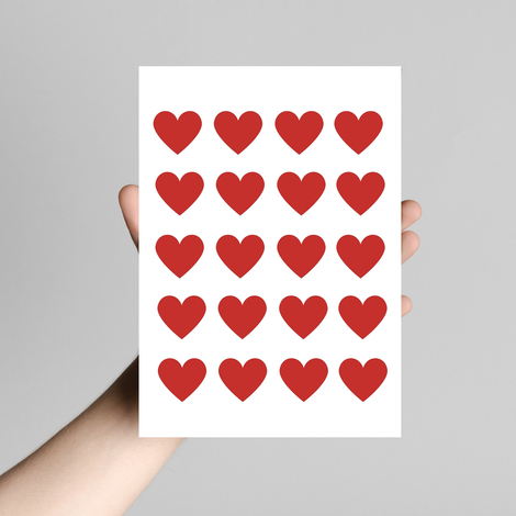 Sticker, heart, plain / 3.9x3.9 cm (10 sheets) - Bimotif