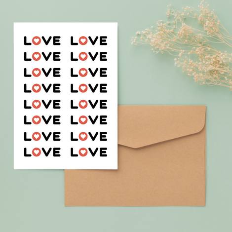 Sticker, love / 7.2x2.4 cm (2 sheets) - Bimotif