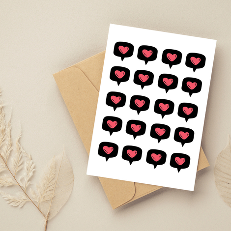 Sticker, heart, speech / 3.8x3.8 cm (2 sheets) - Bimotif
