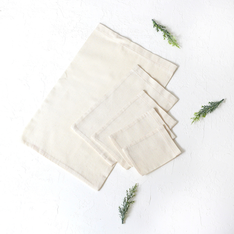 Plain cream raw cloth pouch, 15x25 cm / 3 pcs - 3