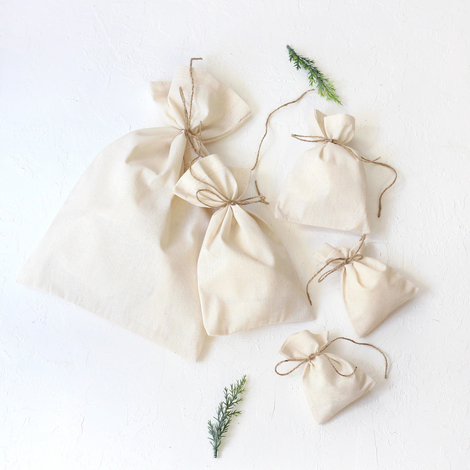 Plain cream raw cloth pouch, 15x25 cm / 3 pcs - Bimotif (1)