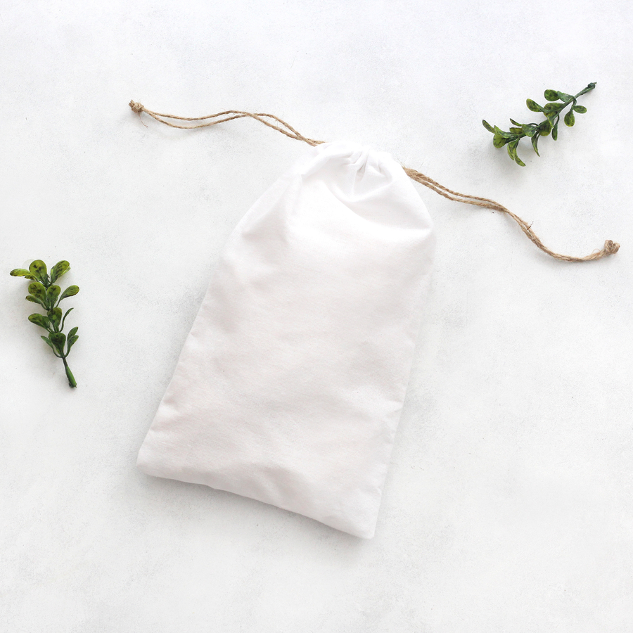 White raw cloth pouch with drawstring, 15x25 cm / 3 pcs - 1
