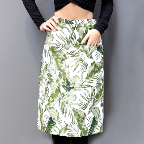 Kitchen apron with green leaf pattern, 50x70 cm - Bimotif