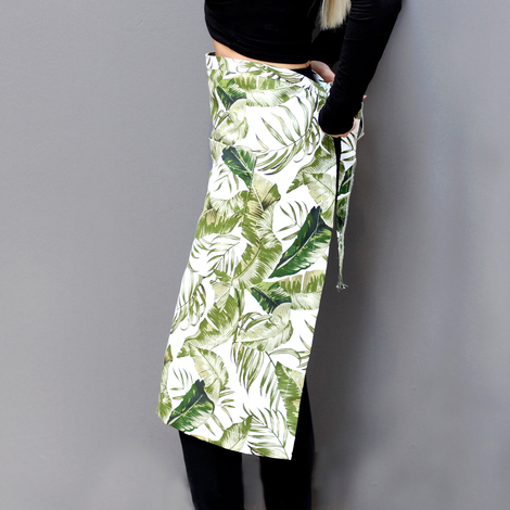 Kitchen apron with green leaf pattern, 50x70 cm - Bimotif (1)