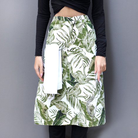 Kitchen apron with green leaf pattern, 50x70 cm - 3