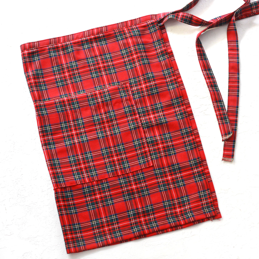 Red and green checked kitchen apron, 50x70 cm - 4