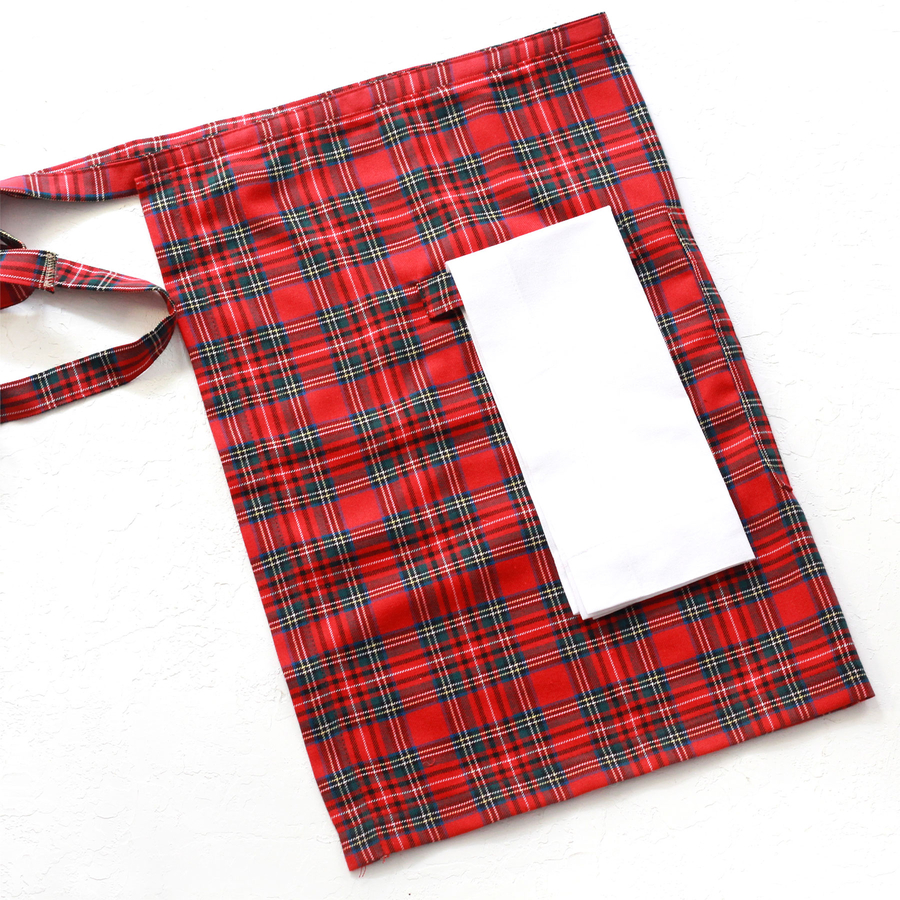 Red and green checked kitchen apron, 50x70 cm - 5