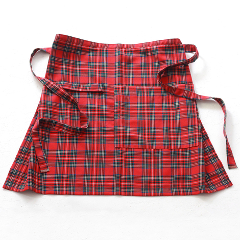 Red and green checked kitchen apron, 50x70 cm - 6