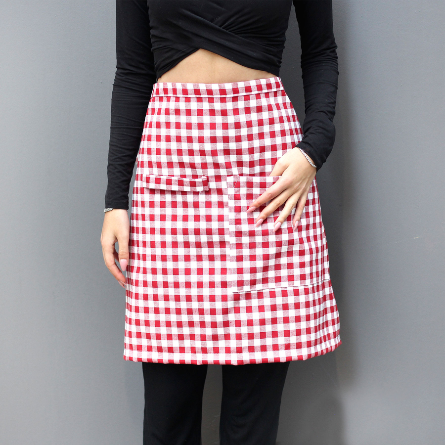 Red and white checkered kitchen apron, 50x70 cm - 1
