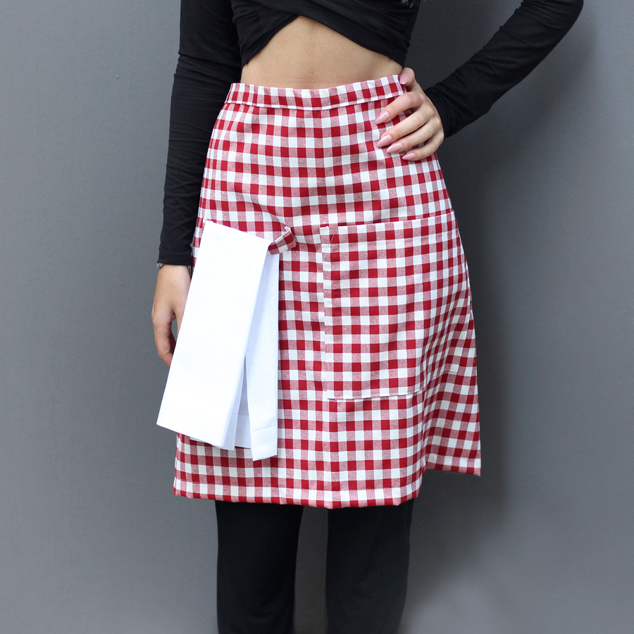 Red and white checkered kitchen apron, 50x70 cm - 7