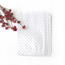 Patterned paper bag, white-silver / polka dot (18x30 - 500 pcs) - Bimotif (1)