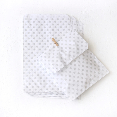 Patterned paper bag, white-silver / polka dot (18x30 - 500 pcs) - 1