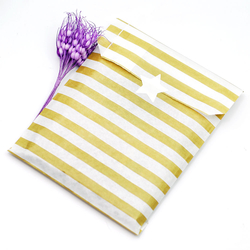 Patterned paper bag, white-gold / polka dot (18x30 - 500 pcs) - Bimotif (1)