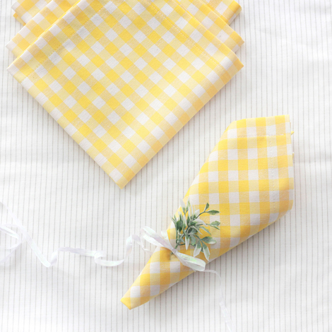Yellow checked woven cloth napkin, 40x40 cm / 4 pcs - 2