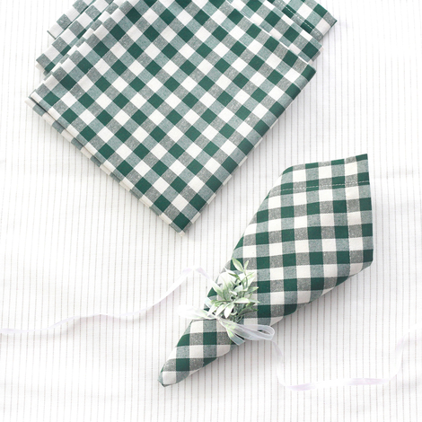 Dark green checked cloth napkin, 40x40 cm / 12 pcs - 3