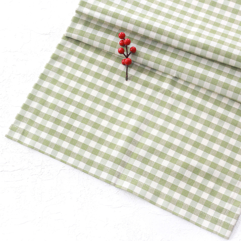 Light green checked woven fabric runner / 45x170 cm - Bimotif