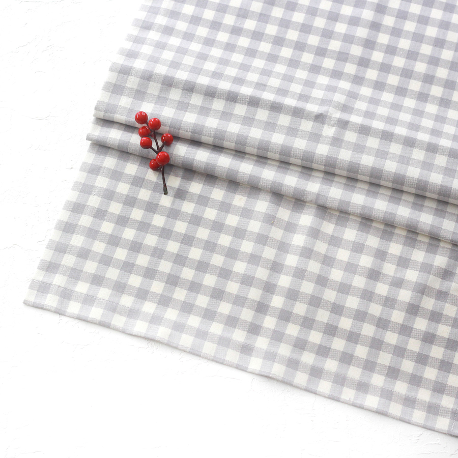 Grey checkered woven fabric runner / 45x170 cm - 1