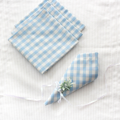 Light blue checked cloth napkin, 40x40 cm / 4 pcs - Bimotif (1)