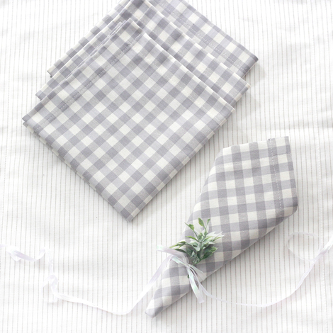 Grey checkered cloth napkin, 40x40 cm / 4 pcs - Bimotif (1)
