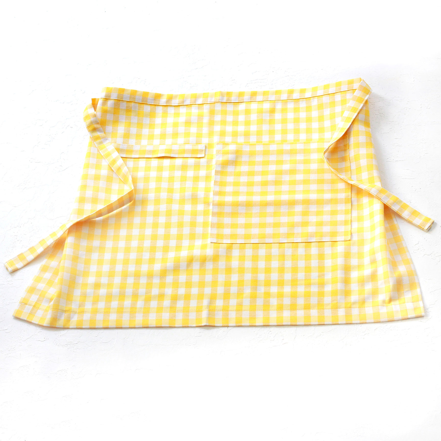 Yellow and white checkered kitchen apron, 50x70 cm - 1