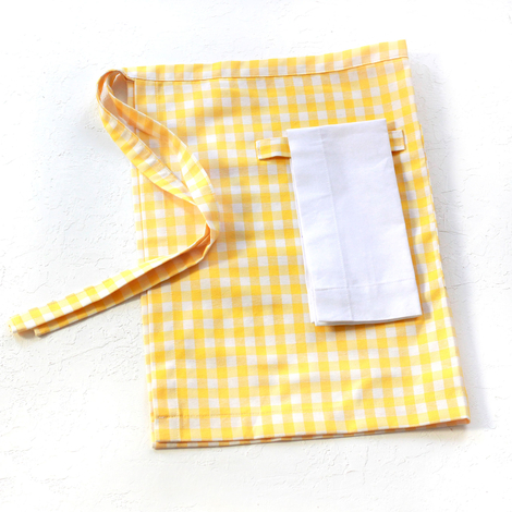 Yellow and white checkered kitchen apron, 50x70 cm - 2