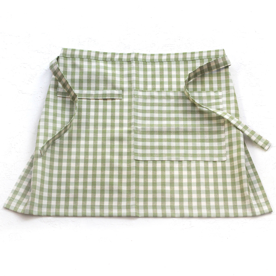 Light green and white checkered kitchen apron, 50x70 cm - 1