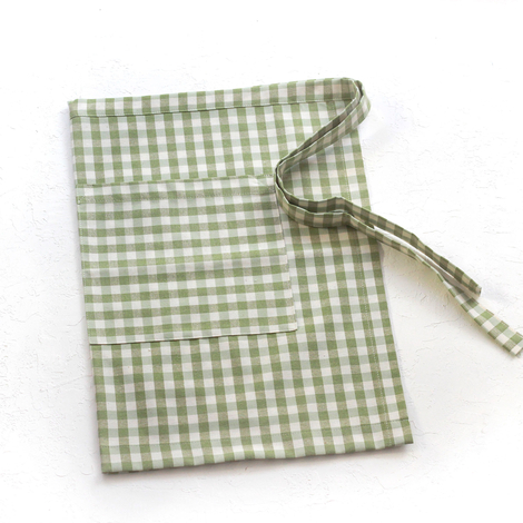 Light green and white checkered kitchen apron, 50x70 cm - 3