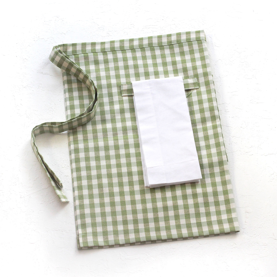 Light green and white checkered kitchen apron, 50x70 cm - 2