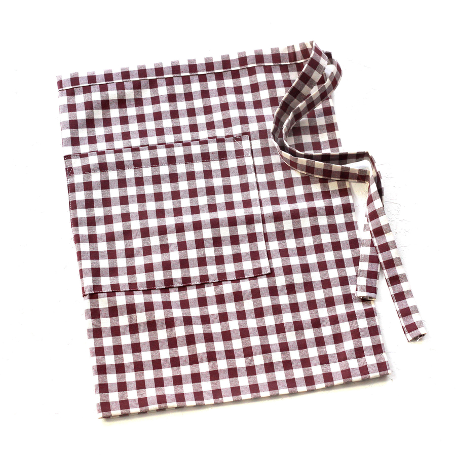 Burgundy and white checkered kitchen apron, 50x70 cm - 3