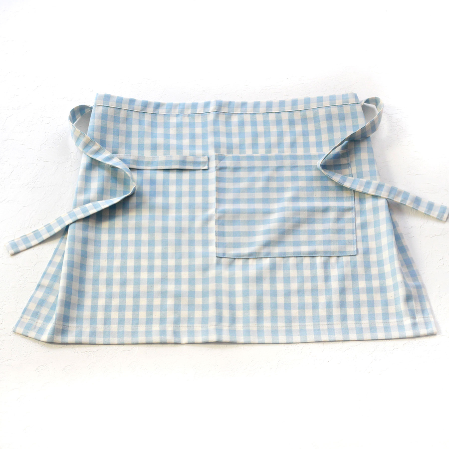 Light blue and white checkered kitchen apron, 50x70 cm - 1
