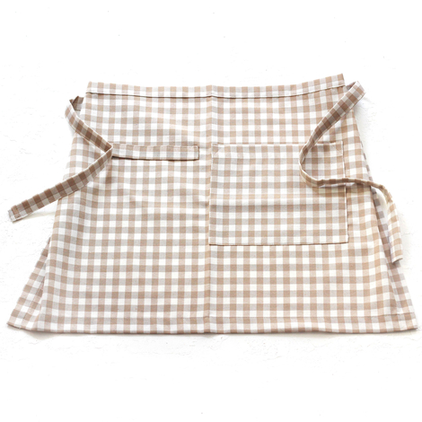 Beige and white checkered kitchen apron, 50x70 cm - Bimotif