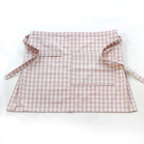Powder color and white checkered kitchen apron, 50x70 cm - Bimotif