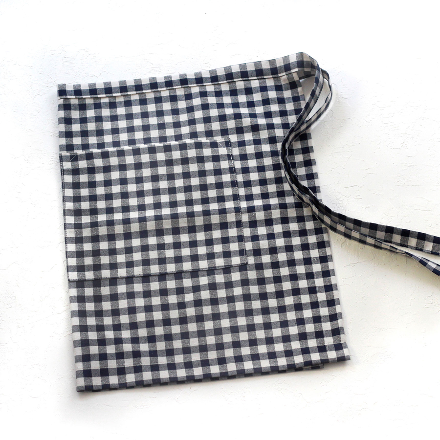 Navy blue and white checkered kitchen apron, 50x70 cm - 3