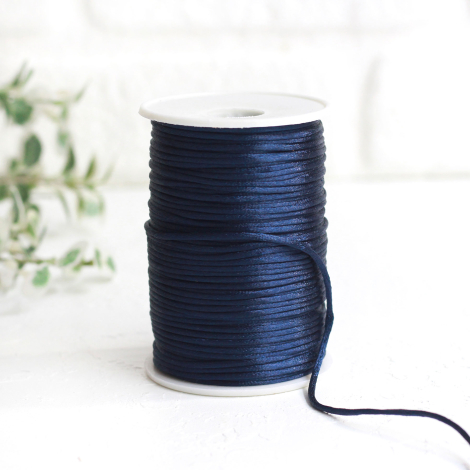 Navy blue flush rope (rat tail), 2 mm / Roll - Bimotif