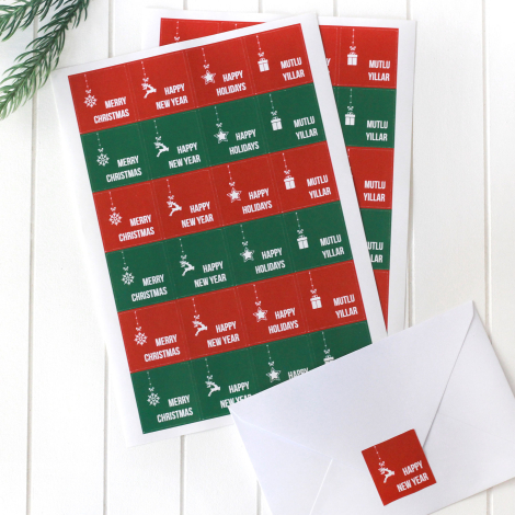 Christmas messages sticker set, 3x3 cm / 2 pages (Colour) - Bimotif