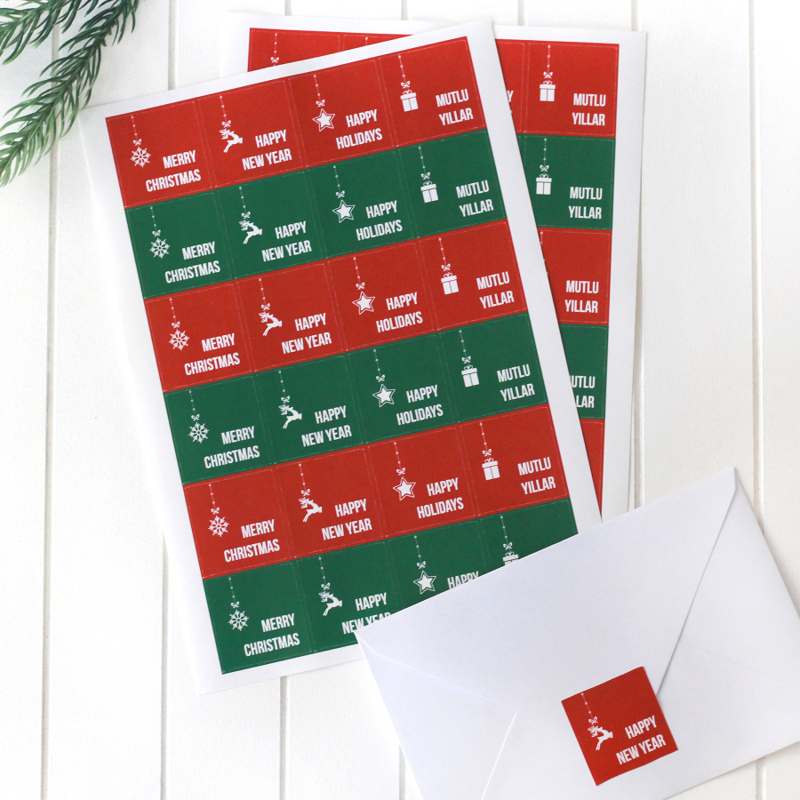 Christmas messages sticker set, 3x3 cm / 2 pages (Colour) - 1