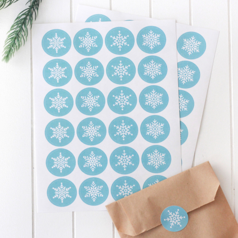 Christmas snow pattern sticker, 2.75 cm / 2 sheets (Blue) - Bimotif