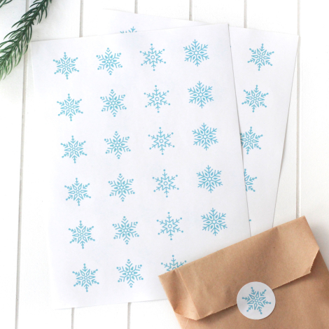 Christmas snow pattern sticker, 2.75 cm / 2 sheets (White) - Bimotif
