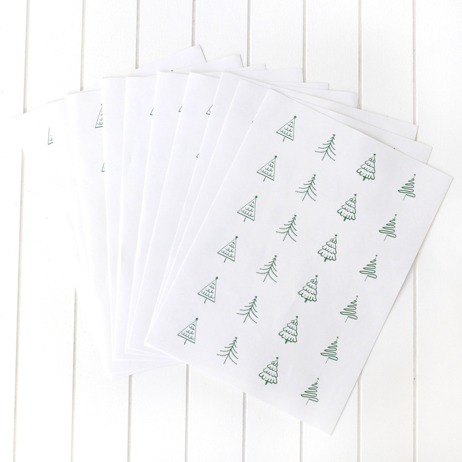 Christmas pine sticker, 2.75 cm / 10 sheets (White) - 1