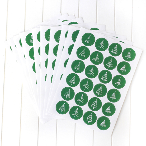 Christmas pine sticker, 2.75 cm / 10 sheets (Green) - Bimotif