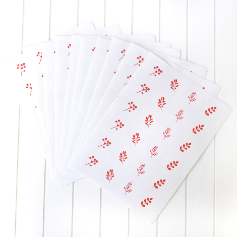 Christmas floral sticker, 2.75 cm / 10 sheets (White) - Bimotif