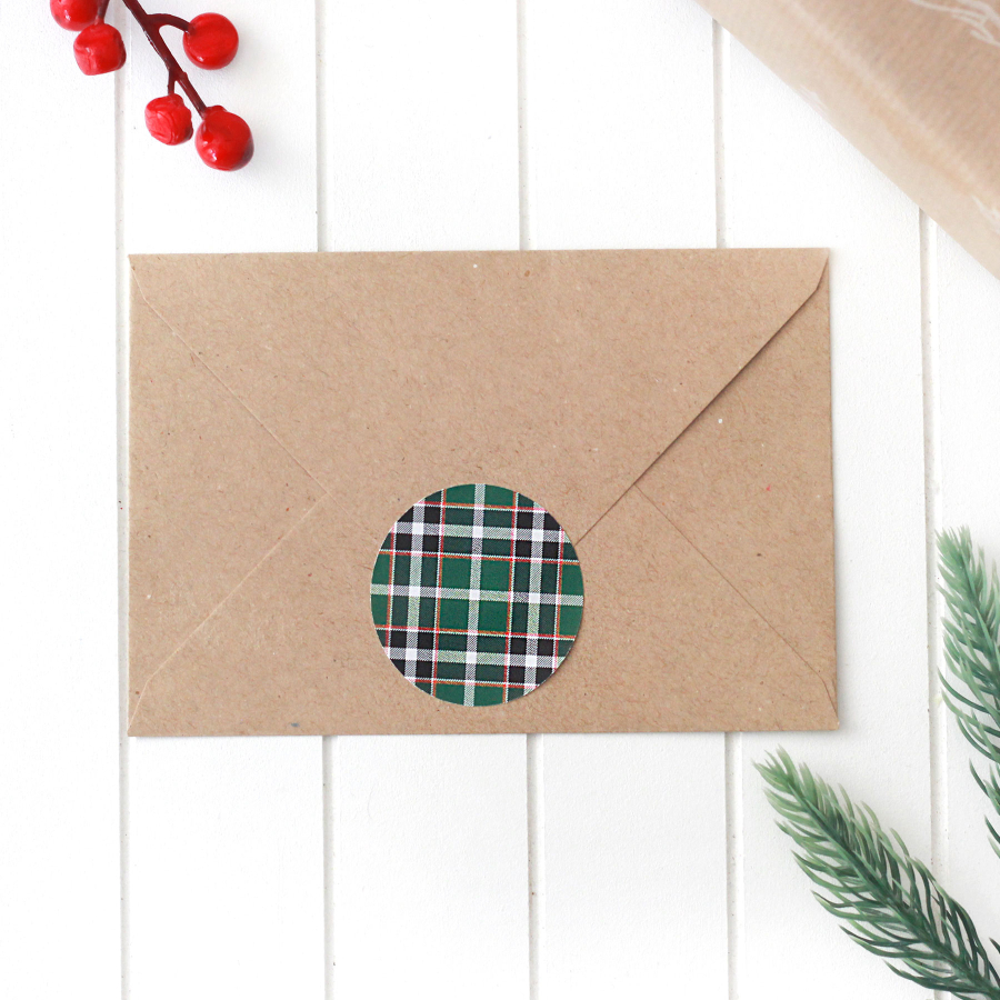 Christmas plaid round sticker, 4.2 cm / 10 pages - 2