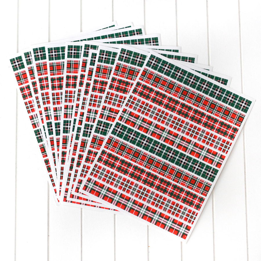Christmas plaid sticker / tape, 13.5x1.5 cm / 10 pages - 1