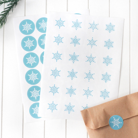 Christmas snow pattern sticker set, 2.75 cm / 2 sheets (Blue-White) - Bimotif