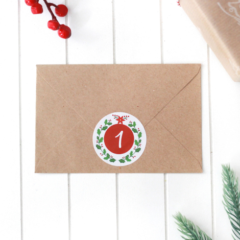 Christmas Advent calendar-sticker set, 4.2 cm / 3 sheets - Bimotif (1)