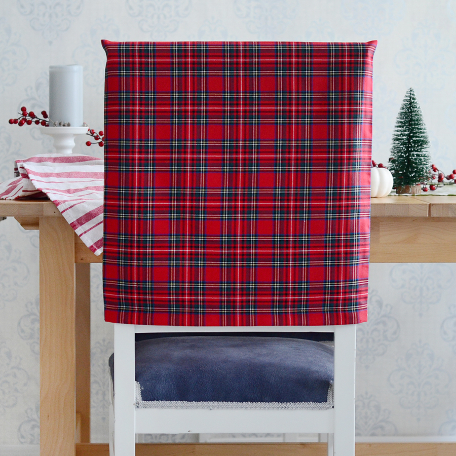 Red tartan woven fabric chair cover, 47x47 cm - 1