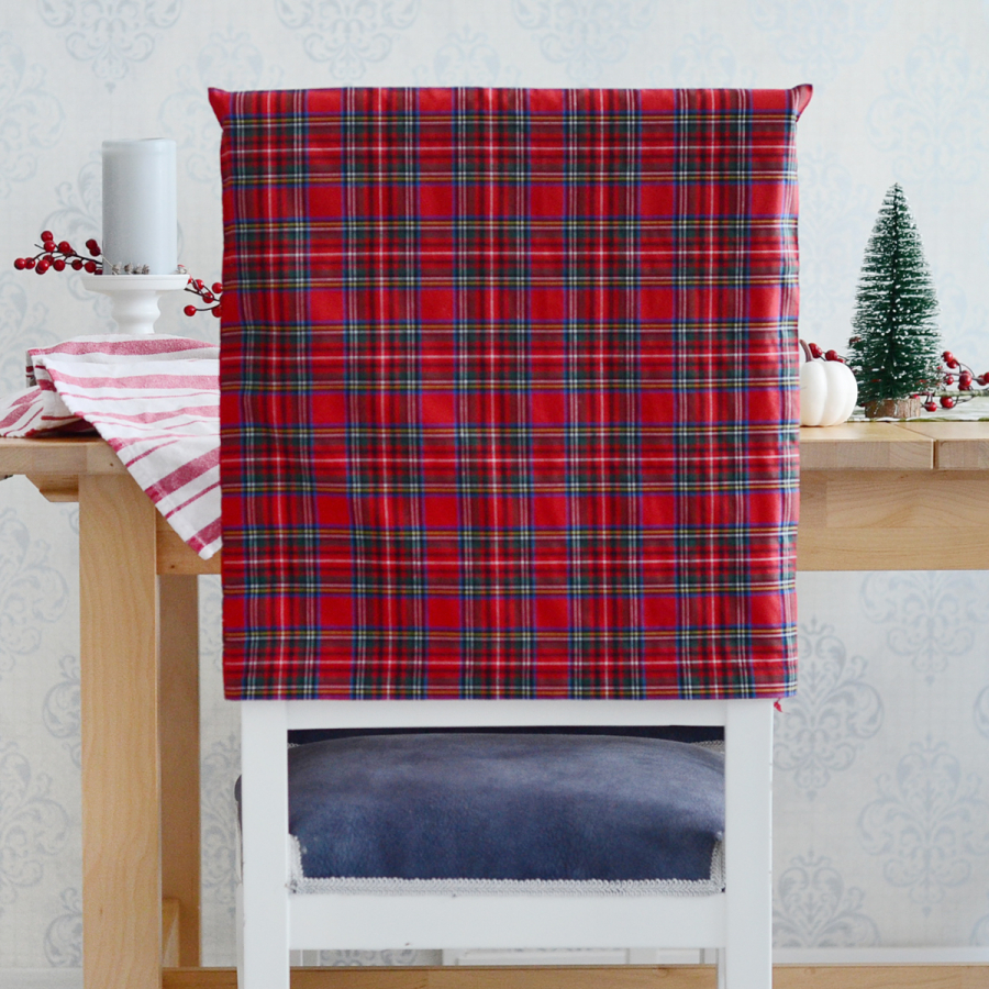 Red tartan fabric chair cover, 47x47 cm - 1