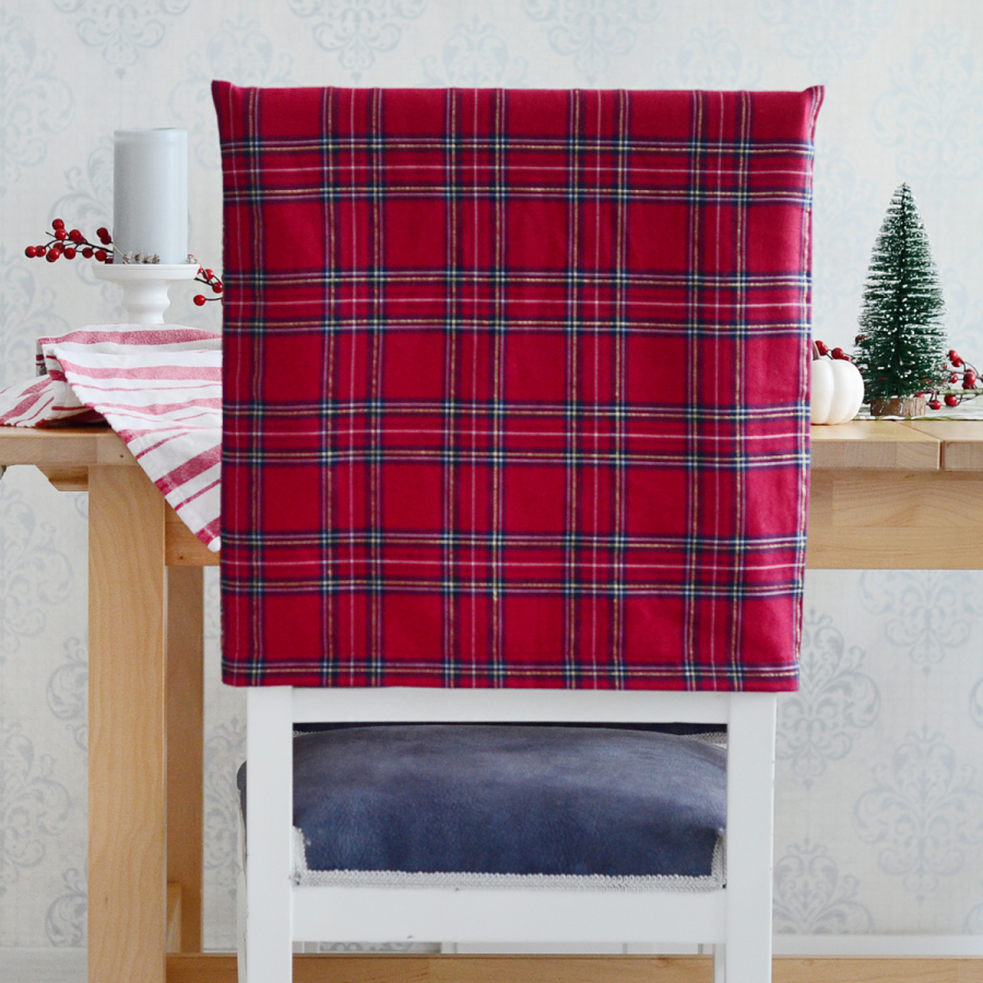 Glittered red plaid fabric chair cover, 47x47 cm - 1
